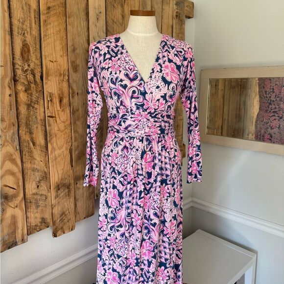 LILLY PULITZER Nichola Long Sleeve Maxi Dress in Love You Bunches Size Small
